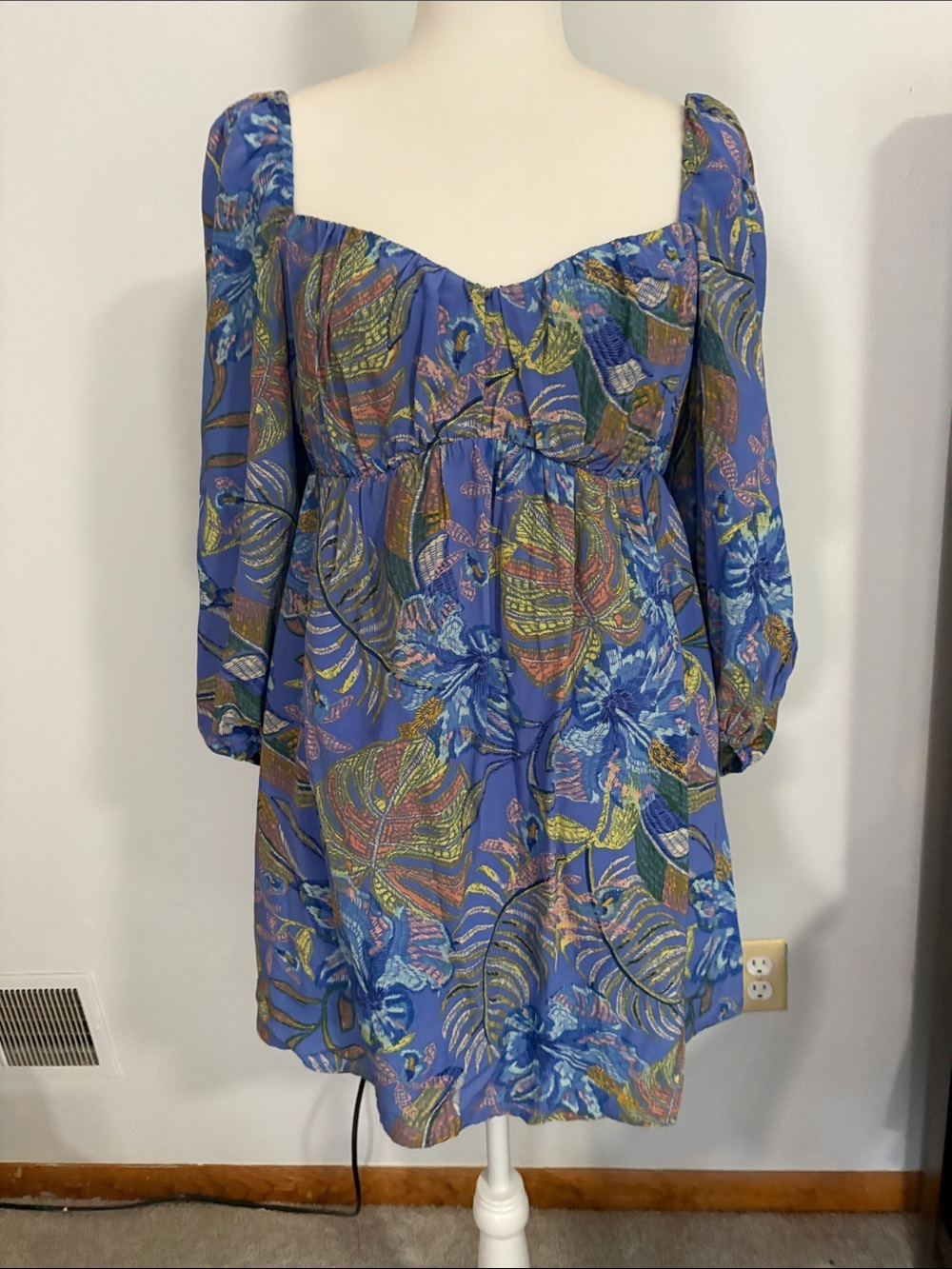 OlivaCeous Purple Floral Square-Neck Mini Dress